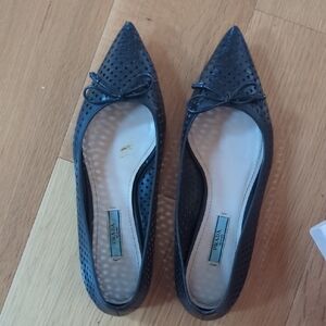 Prada Women's Perforated Black Leather Flats